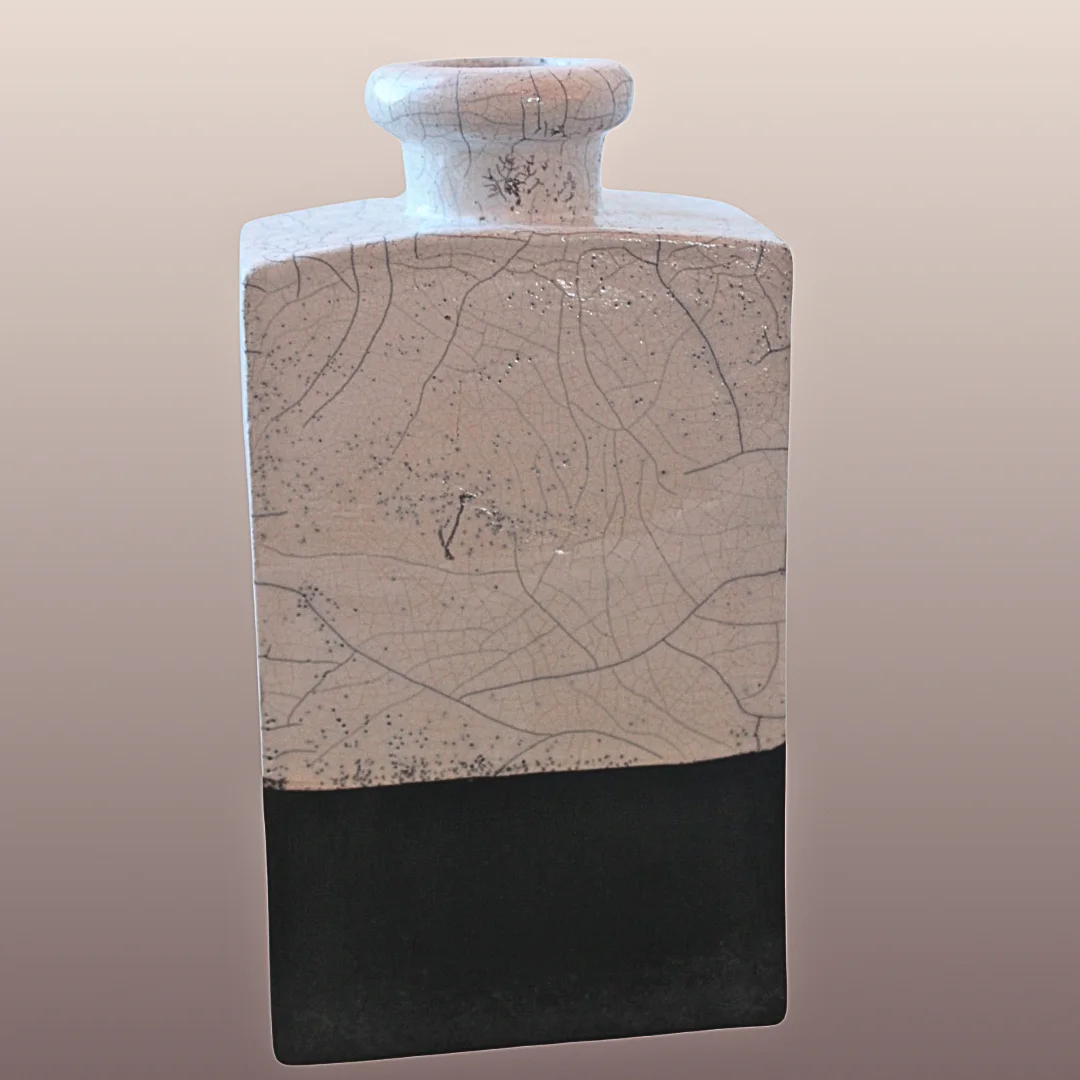 Bouteille RAKU Blanc et base noire – Image 4