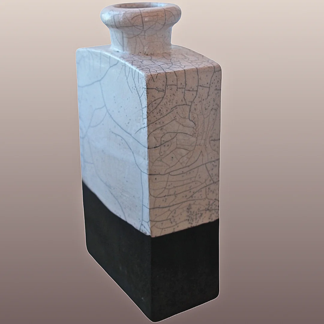 Bouteille RAKU Blanc et base noire – Image 3