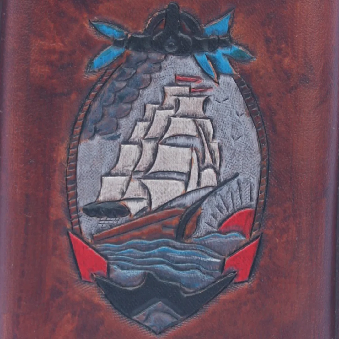 Etui 3 cigares cuir Old School Voilier – Image 2