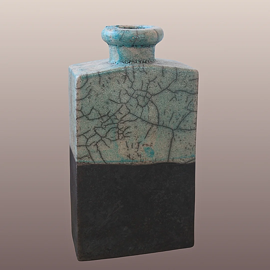 Bouteille céramique Raku Vert